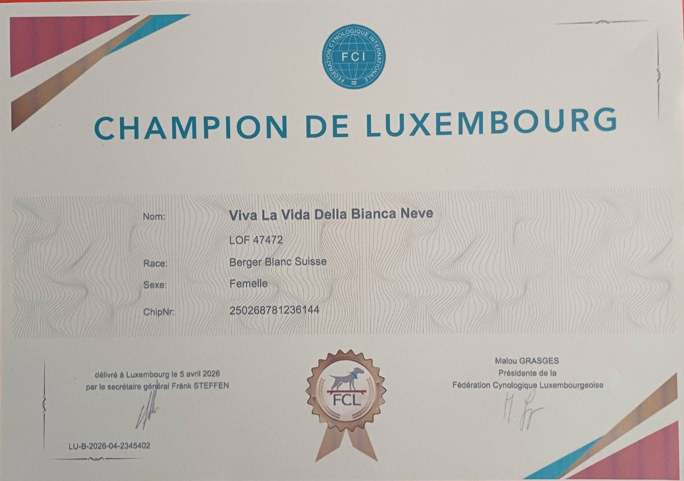CHAMPIONNE DE LUXEMBOURG